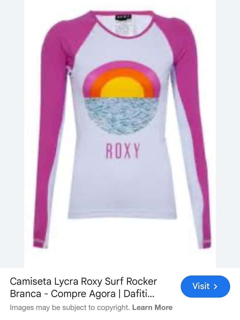 Roxy White Raglan Tee with Teal Sleeves and Sunset Graphic | Size Large Swim - Picture 12 of 12